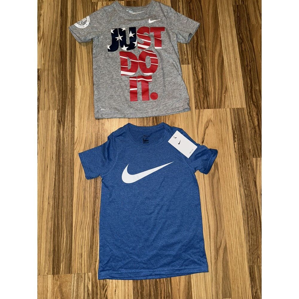 Nike Boys Dri Fit Shirts Youth Sz XS 6 7 Lot Of 2 Olympic USA EUC Blue NEW